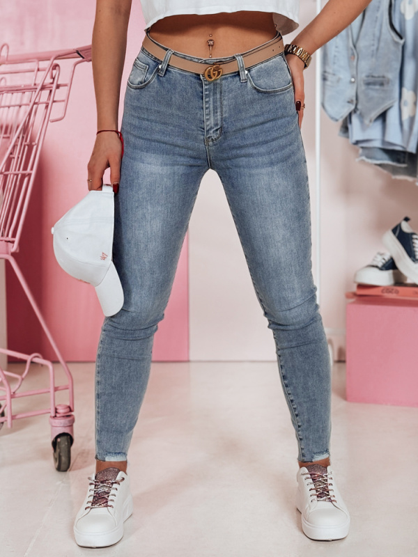 Dámské džínové kalhoty skinny SKINLENA Dstreet UY2374 Barva: Modrá - světle, Velikost: S