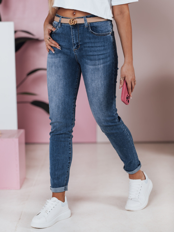Dámské džíny slim fit střední pas FLEXI Dstreet UY2389 Barva: Modrá, Velikost: S