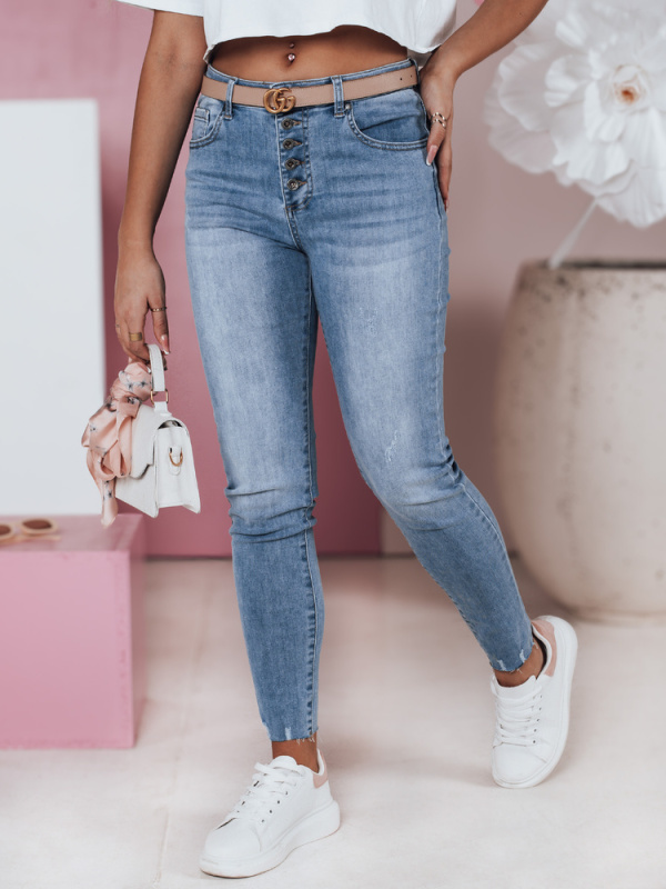 Dámské džíny skinny vyšší pas DERMIX Dstreet UY2394 Barva: Modrá - světle, Velikost: XS