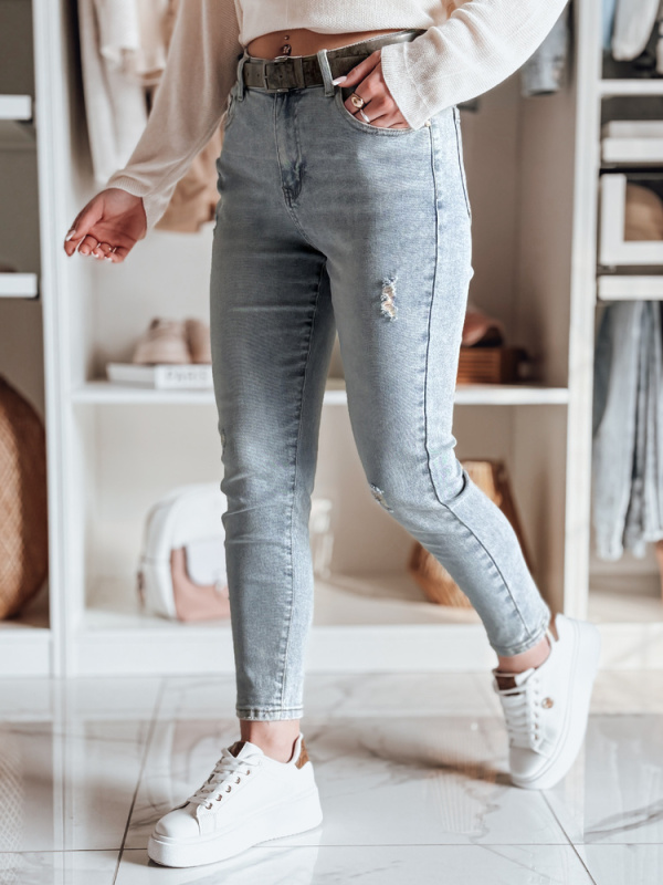 Dámské džíny slim fit s páskem MIXFELL Dstreet UY2418 Barva: Modrá - světle, Velikost: L