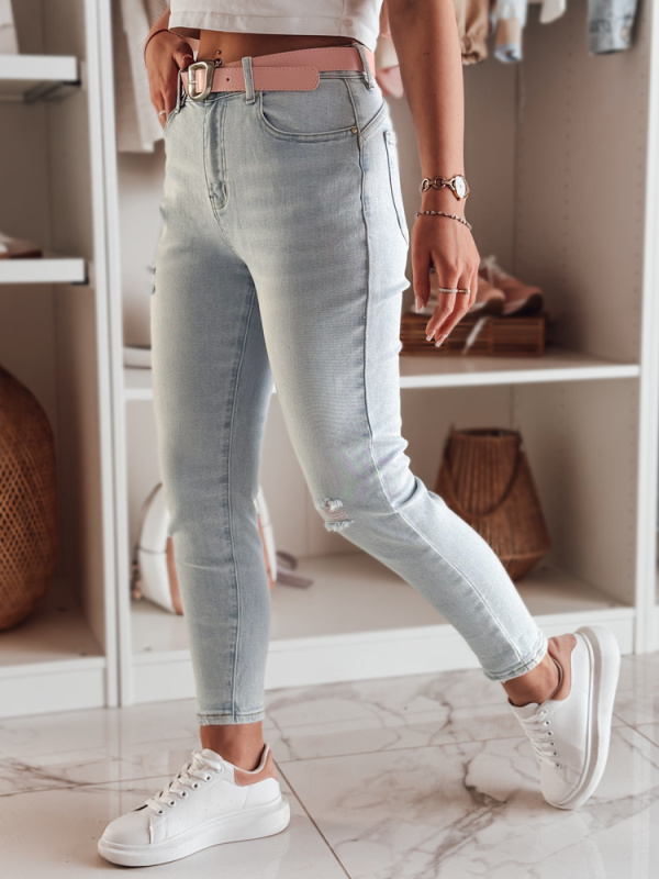 Dámské džíny skinny s páskem DIEGONO Dstreet UY2424 Barva: Modrá - světle, Velikost: S