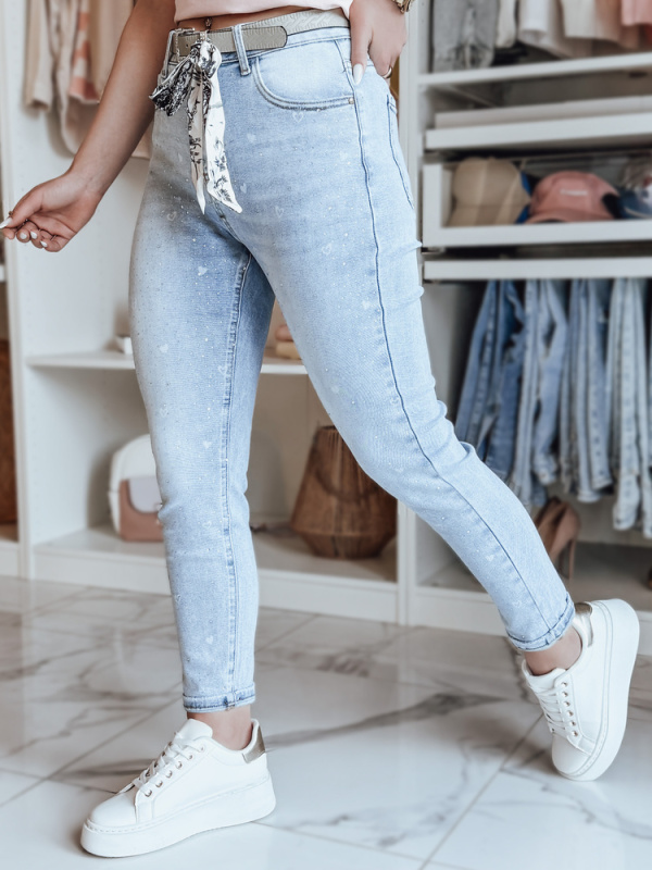 Dámské džíny slim fit s páskem SPARKYS Dstreet UY2425 Barva: Modrá - světle, Velikost: XS