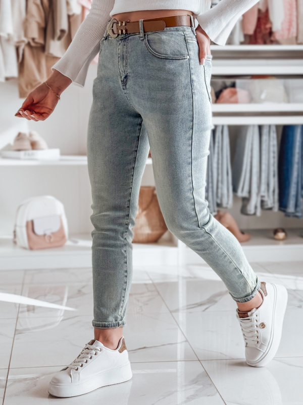 Dámské džíny slim fit s páskem SLIMVISA Dstreet UY2460 Barva: Modrá - světle, Velikost: L