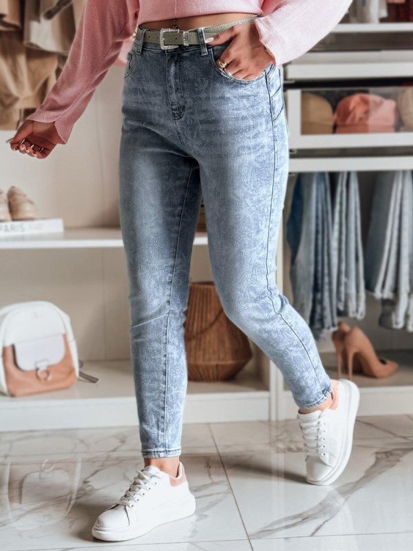Dámské džíny slim fit s páskem BOTANIDA Dstreet UY2448 Barva: Modrá - světle, Velikost: M
