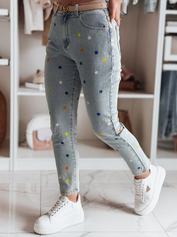 Dámské džínové kalhoty slim fit SHINYFIT Dstreet UY2452 Barva: Modrá - světle, Velikost: S