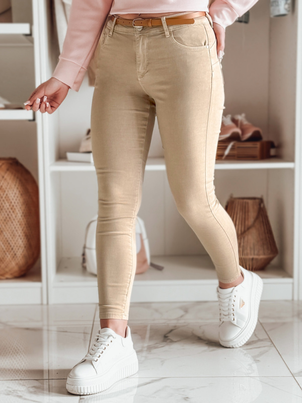 Dámské džíny trubky CLARET Barva Bílý DSTREET UY1928 Barva: Hnědá, Velikost: S