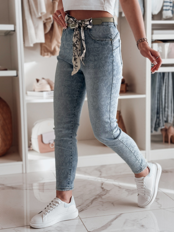 Dámské džíny skinny s páskem FLORENCIO Dstreet UY2457 Barva: Modrá - světle, Velikost: XL