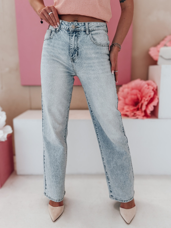 Dámské džíny široké wide leg jeansowe DIAMONTI Dstreet UY2475 Barva: Modrá - světle, Velikost: XS