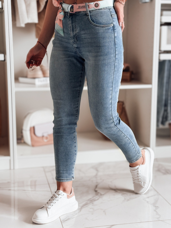 Dámské džíny slim fit s páskem TRENDLINE Dstreet UY2478 Barva: Modrá - světle, Velikost: S