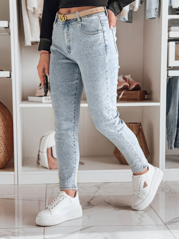 Dámské džíny slim fit SPARKLI Dstreet UY2488 Barva: Modrá - světle, Velikost: M