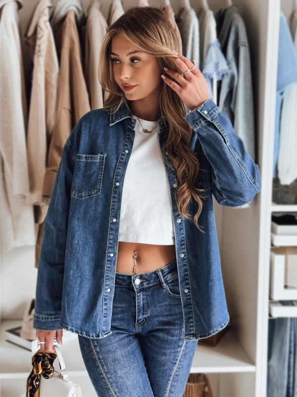 Dámská džínová košile oversize OVERLLO Dstreet DY0454 Barva: Modrá - světle, Velikost: M