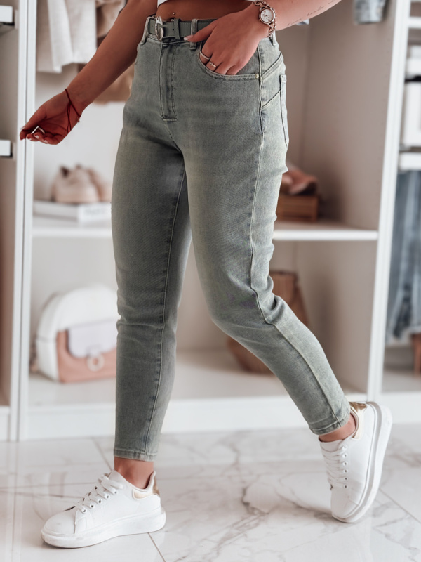 Dámské džíny slim fit s pásekem SLIMFIZ Dstreet UY2494 Barva: Modrá - světle, Velikost: L