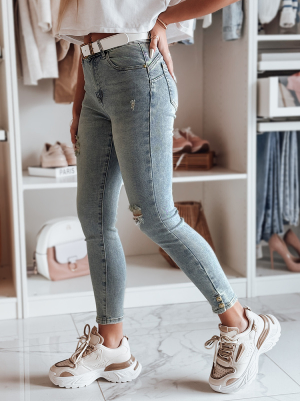 Dámské džíny skinny s páskem ICONON Dstreet UY2465 Barva: Modrá - světle, Velikost: 30