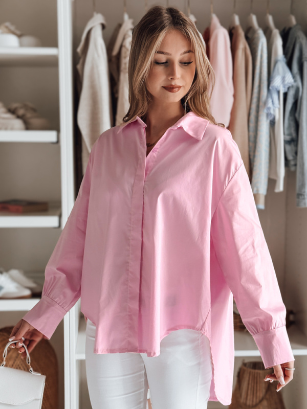 Dámská košile oversize s dlouhým rukávem BLUOSIZE Dstreet DY0457 Barva: Růžová, Velikost: M