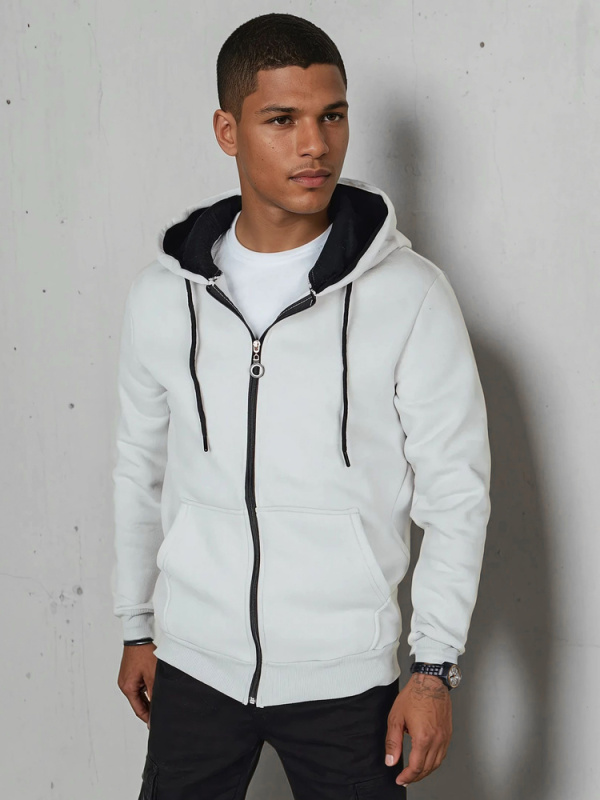 Pánská mikina s kapucí Dstreet BX5864 Barva: Šedá - světle, Velikost: L