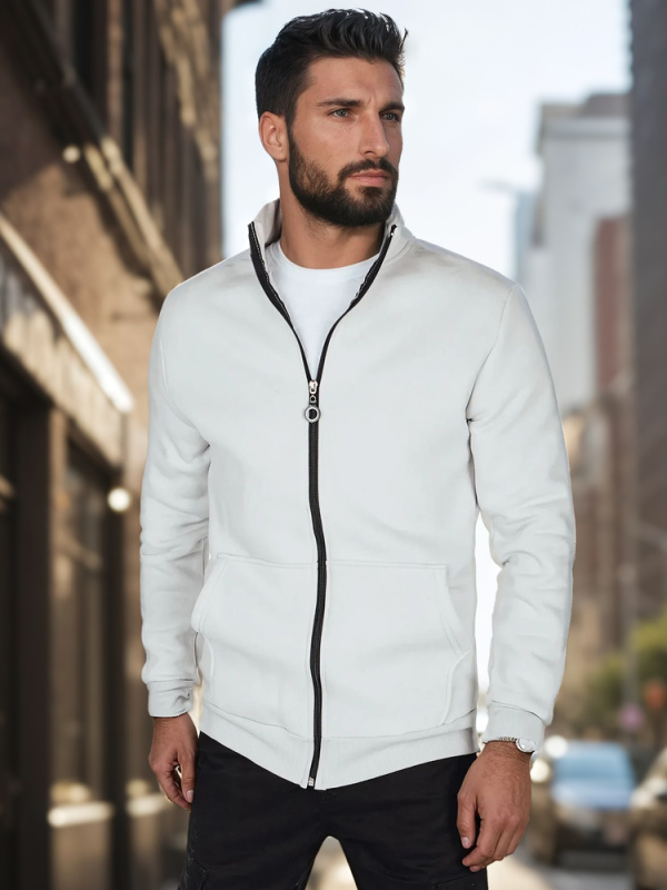 Bluza męska rozpinana ze stójką niebieska Dstreet BX5867 Barva: Šedá - světle, Velikost: XXL