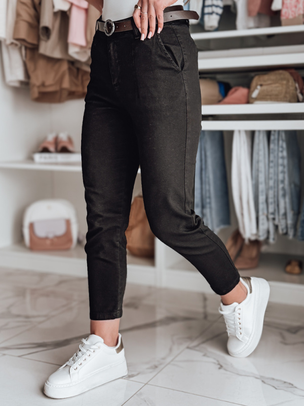 Dámské kalhoty slim fit s páskem TAIRONIK Dstreet UY2538 Barva: Černá, Velikost: L