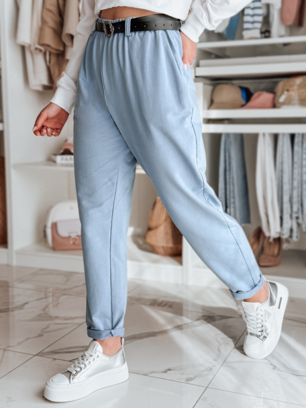 Dámské kalhoty s páskem TAILANDI latte Dstreet UY2549 Barva: Modrá - světle, Velikost: XL