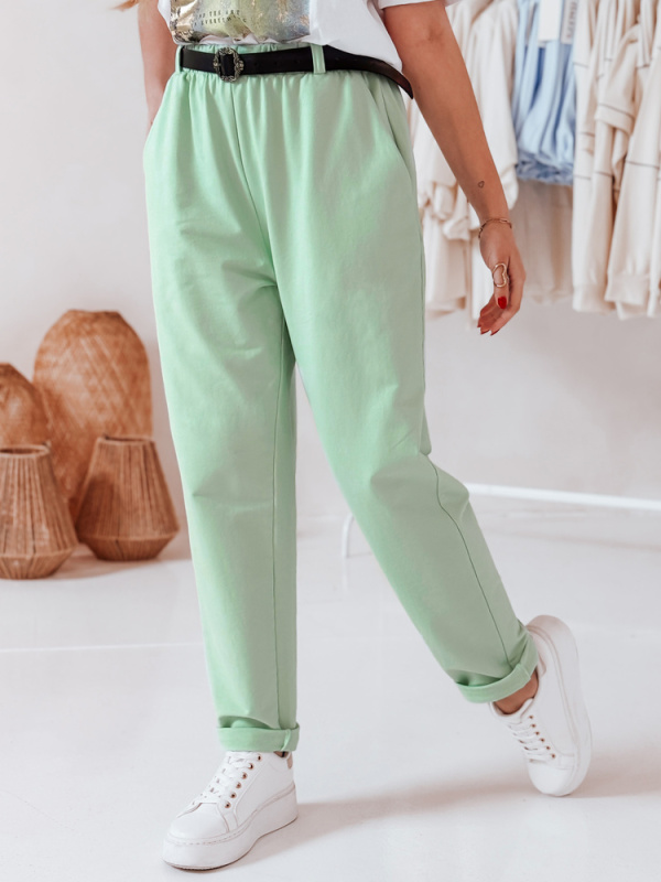 Dámské kalhoty s páskem TAILANDI latte Dstreet UY2549 Barva: Zelená - světle, Velikost: XL