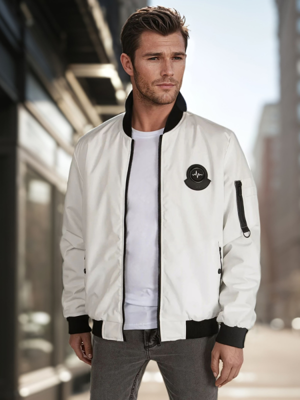 Pánská bunda bomberka Dstreet TX5018 Barva: Bílá, Velikost: XL