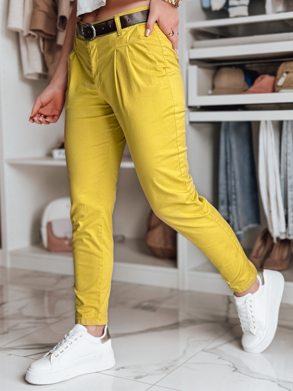 Dámské kalhoty s páskem MODELA Dstreet UY2563 Barva: Žlutá, Velikost: XL