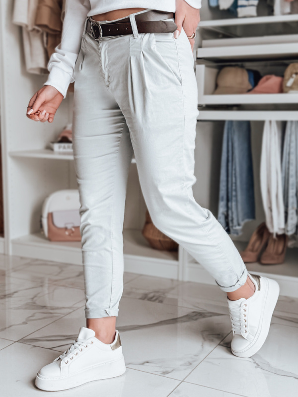 Dámské kalhoty s páskem MODELA Dstreet UY2563 Barva: Šedá - světle, Velikost: XL