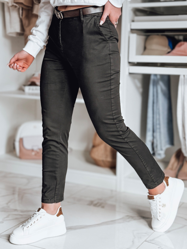 Dámské kalhoty s páskem slim fit LINESKA Dstreet UY2573 Barva: Černá, Velikost: XL