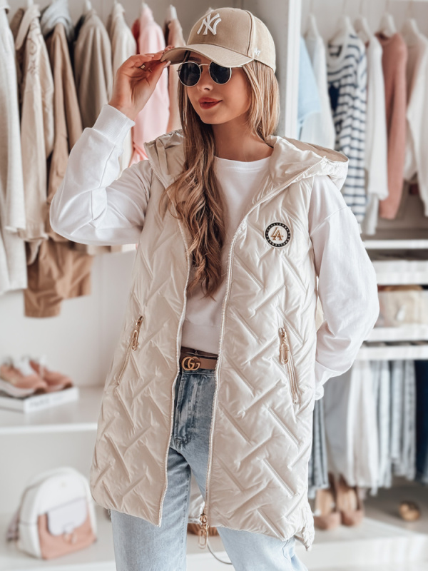 Kamizelka damska przejściowa pikowana GRANDI biała Dstreet TY4826 Barva: Šedá - světle, Velikost: M