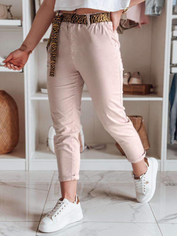 Dámské kalhoty s páskem MADELINA Dstreet UY2622 Barva: Růžová, Velikost: XL