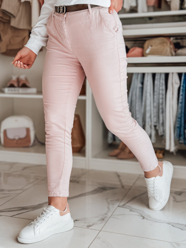 Dámské kalhoty s páskem slim fit LINESKA Dstreet UY2573 Barva: Růžová, Velikost: XL