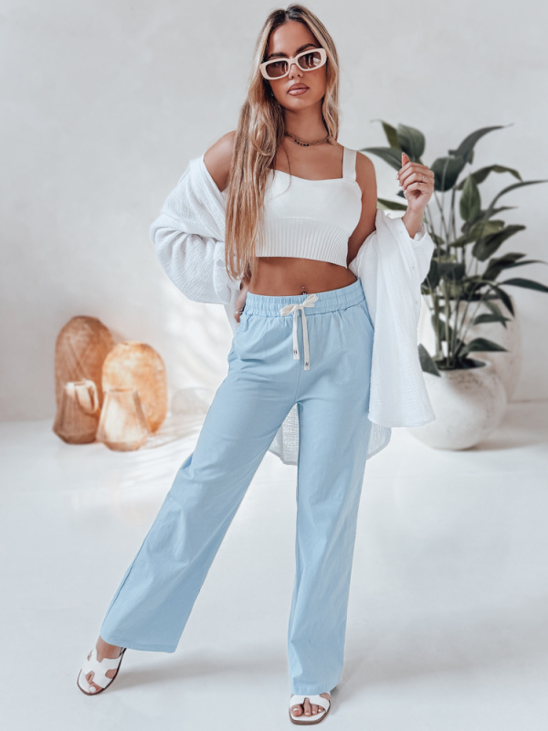 Dámské kalhoty casualowe wide leg BOHO DAY Dstreet UY2647 Barva: Modrá - světle, Velikost: L