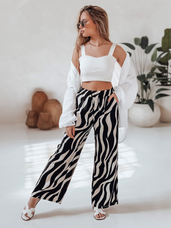 Dámské široké kalhoty wide leg ZEBRAVIBE Dstreet UY2653 Barva: Vícebarevná, Velikost: XXL