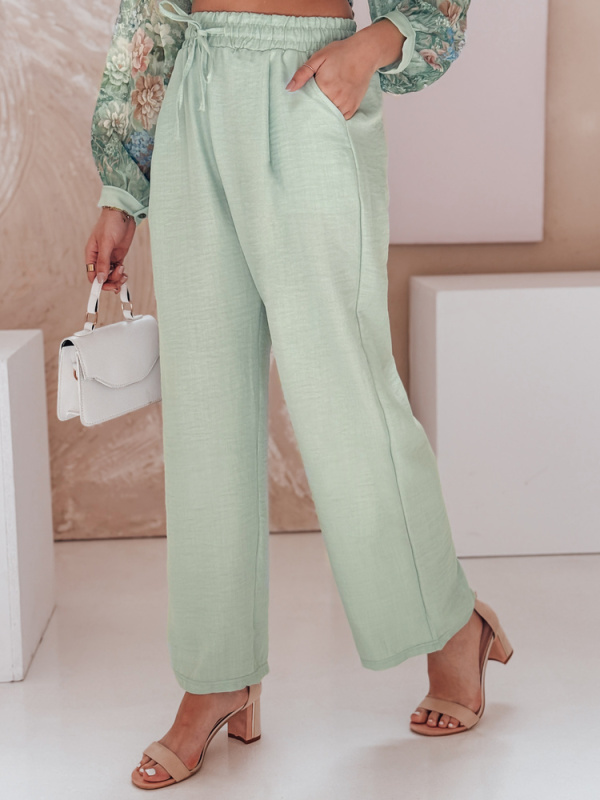 Dámské široké kalhoty wide leg MILLIVIO Dstreet UY2659 Barva: Zelená - světle, Velikost: XXL