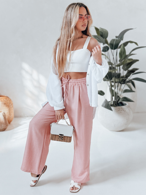 Dámské široké kalhoty wide leg MILLIVIO Dstreet UY2659 Barva: Růžová, Velikost: L