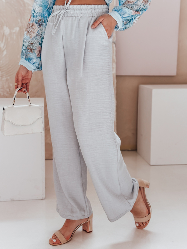 Dámské široké kalhoty wide leg MILLIVIO Dstreet UY2659 Barva: Šedá - světle, Velikost: XL