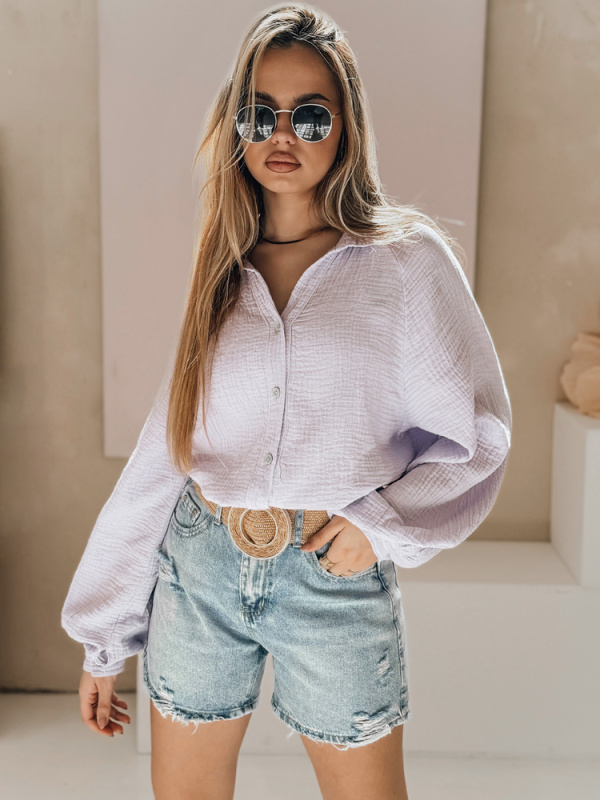 Dámské džínové šortky s páskem HOT SUMMER Dstreet SY0485 Barva: Modrá - světle, Velikost: M