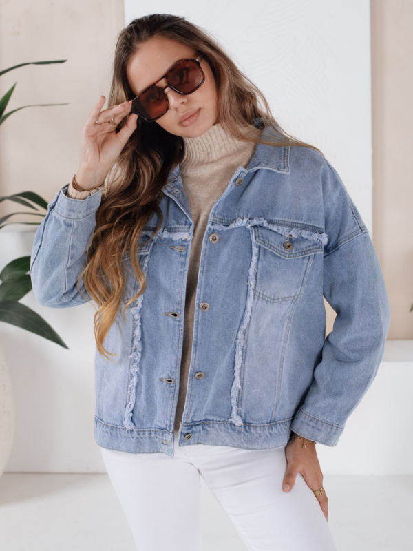 Dámská džínová bunda DENZARIA Dstreet TY4905 Barva: Modrá - světle, Velikost: L/XL