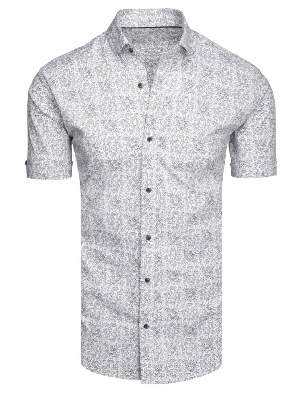 Pánské košile s krátkým rukávem Dstreet KX1054 Barva: Šedá - světle, Velikost: XXL