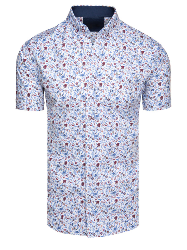 Pánská košile s krátkým rukávem Dstreet KX1069 Barva: Modrá - světle, Velikost: 3XL