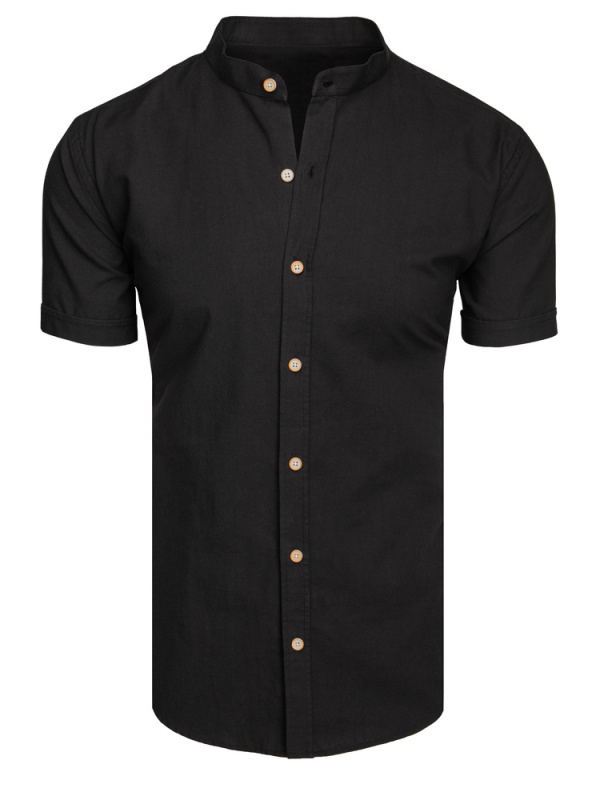 Pánská košile s krátkým rukávem Dstreet KX0000 Barva: Černá, Velikost: L