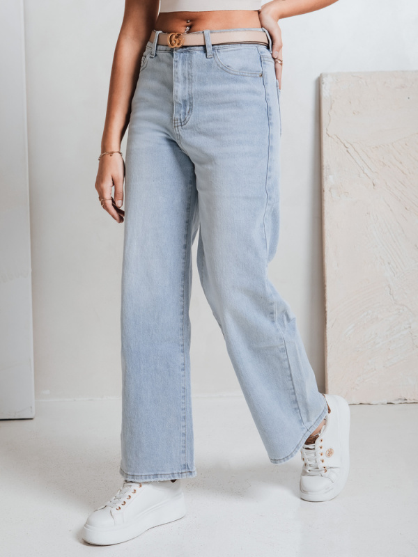 Dámské džíny wide leg FLOWLESS Dstreet UY2682 Barva: Modrá - světle, Velikost: L