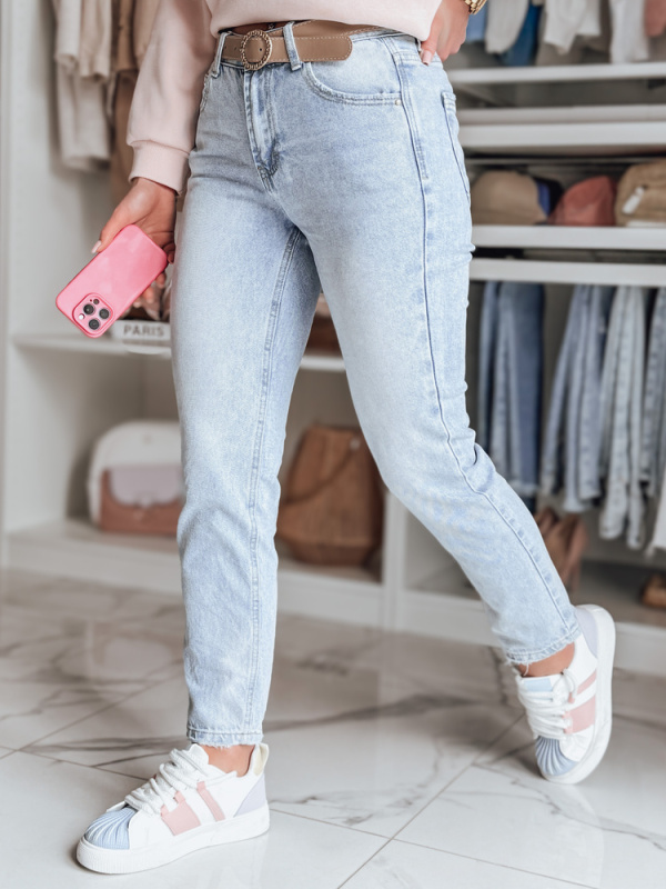 Dámské džíny slim fit s páskem NEOPASS Dstreet UY2680 Barva: Modrá - světle, Velikost: M