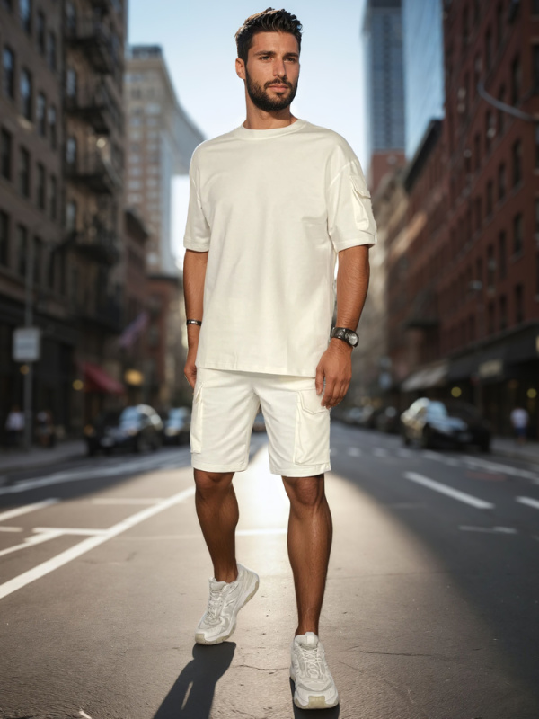 Pánský komplet Basic Dstreet AX0797 Barva: Bílá, Velikost: XXL