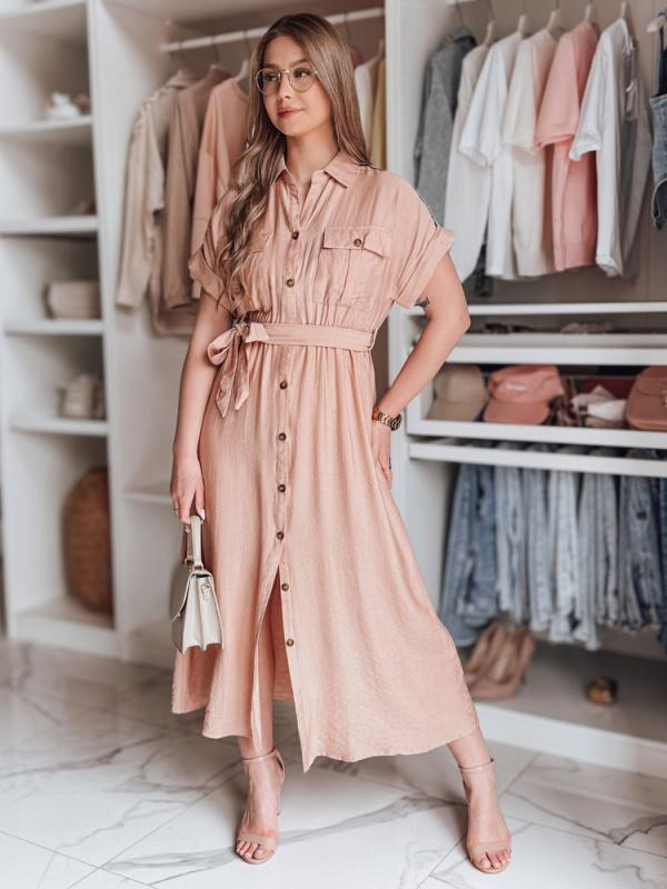 Dámské šaty maxi lniana SUNNI LOVE Dstreet EY2606 Barva: Růžová, Velikost: S/M