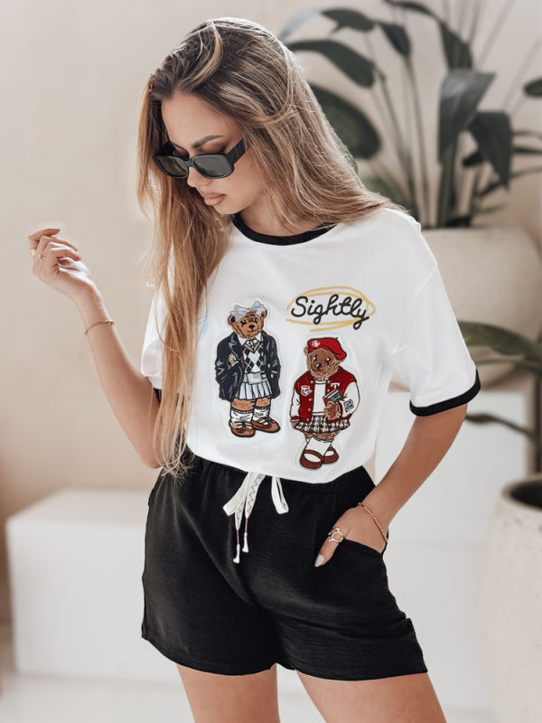 Dámské tričko CLASSY TEDDY Dstreet RY2843 Barva: Bílá, Velikost: S/M
