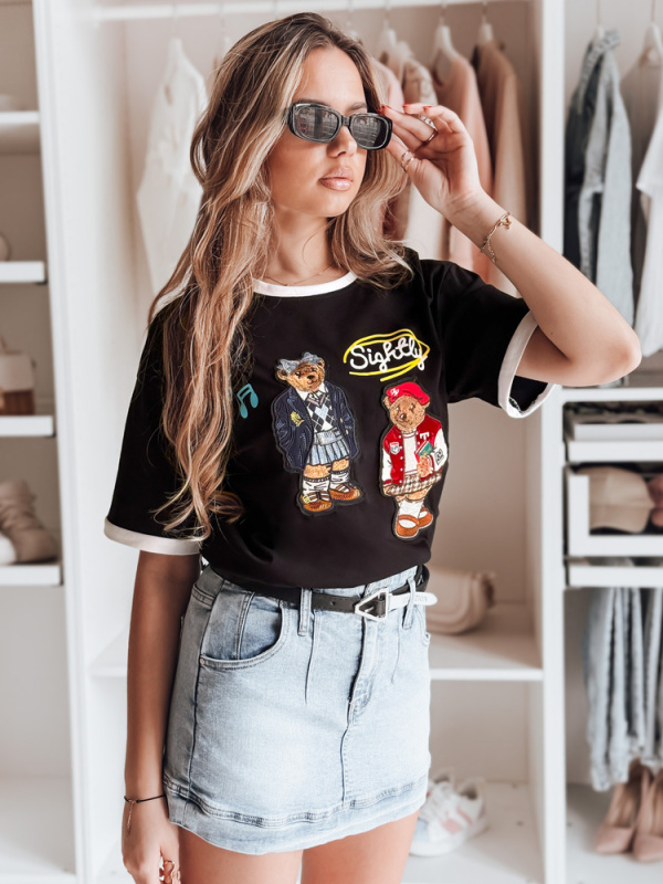 Dámské tričko CLASSY TEDDY Dstreet RY2843 Barva: Černá, Velikost: S/M