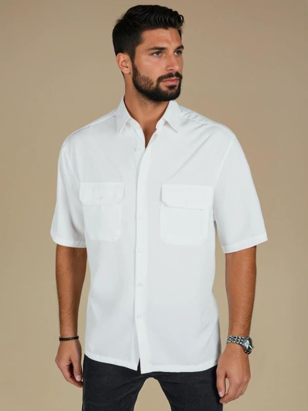 Pánská košile s krátkým rukávem Dstreet KX1080 Barva: Bílá, Velikost: S