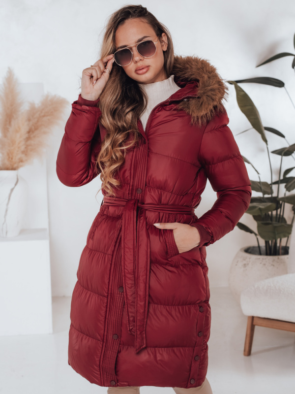 Dámská zimní bunda s kapucí  STYLEBELLA Dstreet TY4608 Barva: Červená, Velikost: L