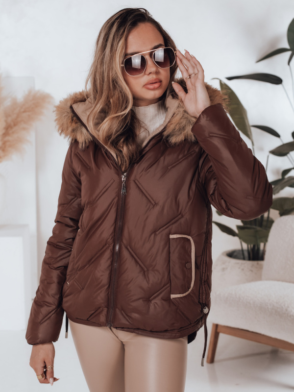 Dámská zimní bunda s kapucí COLDLIKE Dstreet TY5001 Barva: Béžová, Velikost: M