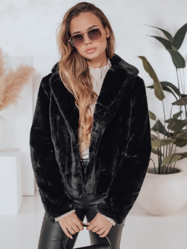 Dámský krátký zimní kabátek GLAMFLUFFY Dstreet TY4984 Barva: Černá, Velikost: XL